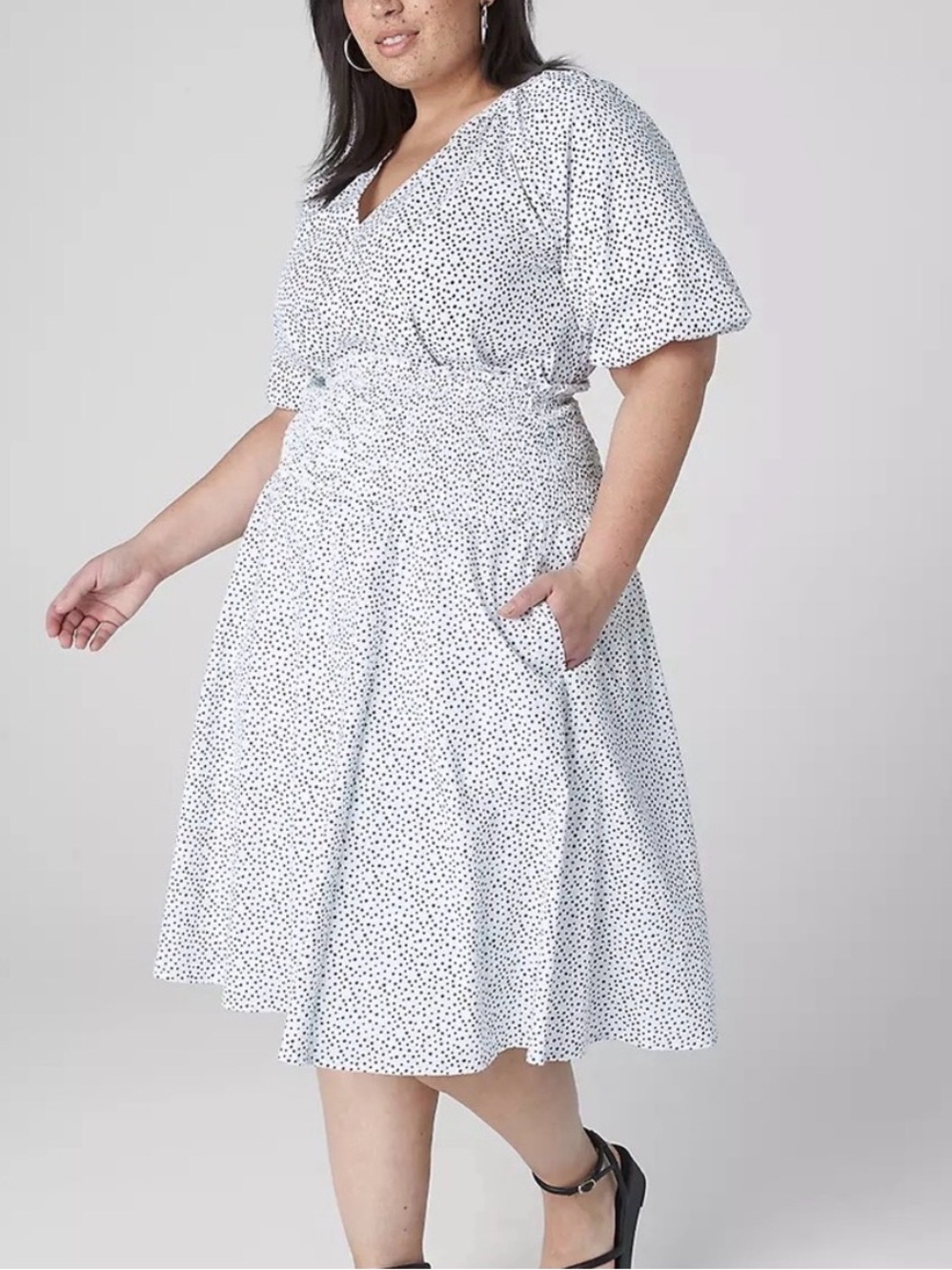 Lane Bryant White Blouse & Smocked Skirt with Navy Dot Print Set ❤️❤️